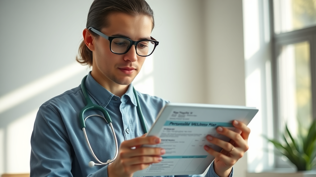 Concierge medicine doctor reviews customized health plan for patient